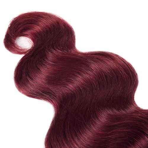 Burgundy Bundles Human Hair 12A 100% Brazilian Raw Human Hair Bundles Quick Weave Double Weft Natural Black for Women Hair Extensions(24Inch)