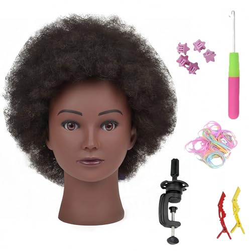 Afro Mannequin Head 4C Human Hair 8" Curly - Braiding Practice