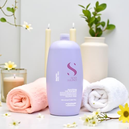 ALFAPARF MILANO Semi Di Lino Smoothing Sulfate Free Shampoo - Anti Frizz Hair Care & Cleansing Shampoo to Revitalize Dry Hair & Restore Shine