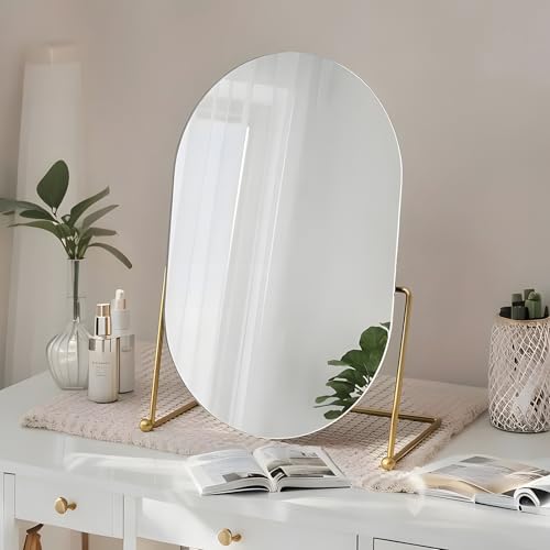 Portable Gold Vanity Mirror with 360° Rotation - Large Makeup Mirror