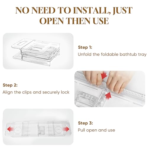 Expandable Clear Acrylic Bathtub Tray Caddy with Phone Holder