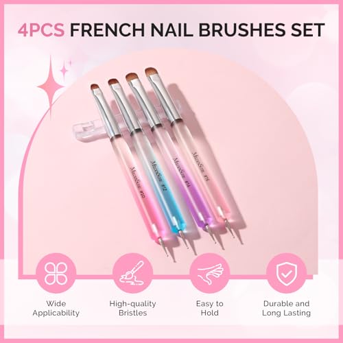 MelodySusie Multicolor 4Pcs French Nail Brush & Dotting Pen Set #10-16