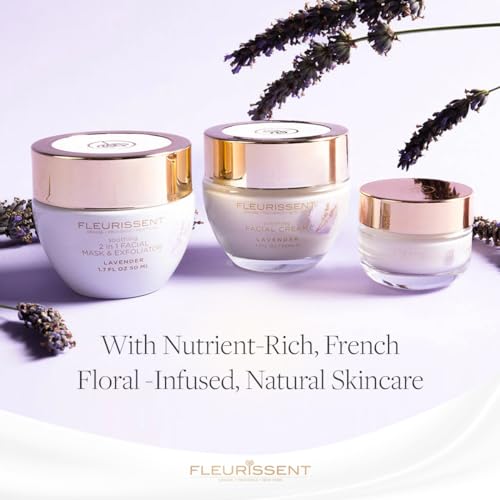 Fleurissent Serenity Elixir Lavender 2-in-1 Facial Mask & Exfoliator ? Calming Fusion Florale-6, Organic Roses & Gentle Rice Exfoliation, 98% Natural, 1.7 FL OZ for Healthy-Looking Skin