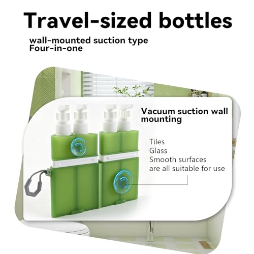 4-in-1 Travel Dispenser Bottles Set, 55ml Leakproof Silicone Containers