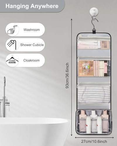 Relavel Hanging Toiletry Bag with Hook - Waterproof Travel Organizer