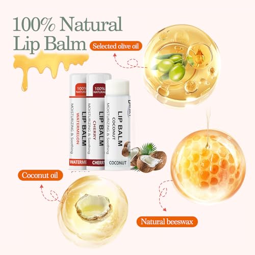 Dmsky Lip Balm Bulk,Fruit Lip Balm, Hydrating Lip Balm for Men Women Kids, 0.15 Oz, 20 count (Pack of 1)