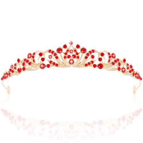TOBATOBA Red Tiara Crowns for Women Girls Queen of Heart Crown Wedding Tiara Princess Tiara for Wedding Prom Quinceanera Birthday Crown Halloween Hair Accessories