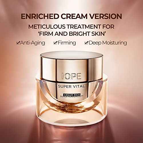 IOPE Face Cream, Super Vital Cream Rich - Total Anti-aging Facial Moisturizer, Skin Brightening & Anti-Wrinkle Skin Care from Plant Extract, Deep Moisturizing fo Dry Skin - 1.69 Fl Oz.