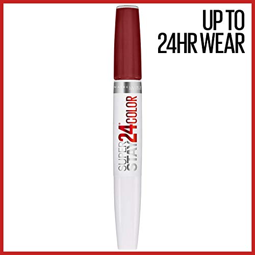 Maybelline Super Stay 24, 2-Step Liquid Lipstick Makeup, Long Lasting Highly Pigmented Color with Moisturizing Balm, Everlasting Wine, Plum Red, 1 Count