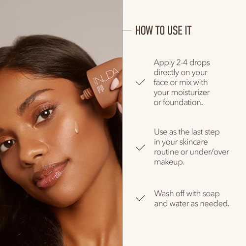 Nuda GlowDrops Face Bronzer Serum with Squalene & Moringa - Lightweight, Buildable, Vegan Liquid Bronzer