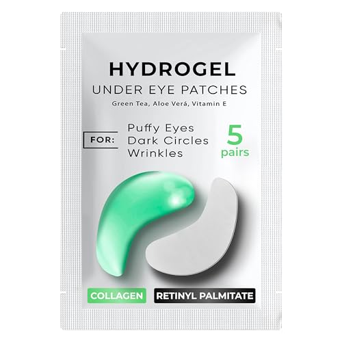 Under Eye Patches for Dark Circles, Puffiness 5 PAIRS - Dark Circles Under Eye Treatment - Under Eye Mask Gel - Under Eye Gel Patches for Puffy Eyes - Green Tea, Collagen Eye Patches - Under Eye Pads