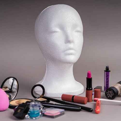 SHANY Styrofoam Model Heads ,Hat Wig Foam Mannequin Female Wig Head Stand ,Mannequin Head for wigs , Wig Holder - Round Base , 11 Inches Female Mannequin Head - Half Dozen - 6 Pieces