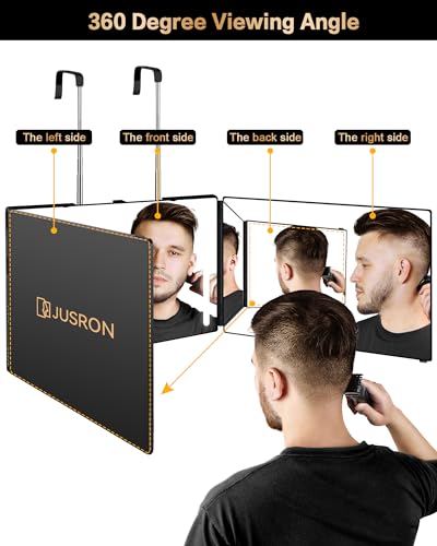 JUSRON 360° Self Hair Cutting Mirror with LED Lights