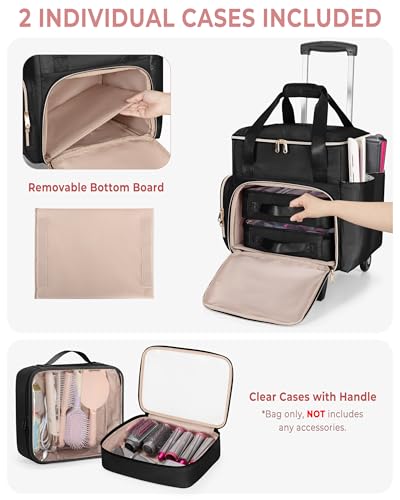 Prokva Rolling Hair Tool Bag with Wheels, Heat-Insulated