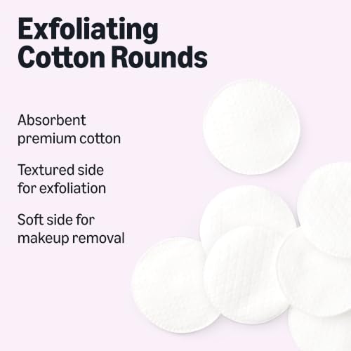 Exfoliating Cotton Rounds - 100 Count Dual-Sided Facial Pads - Amazon Essentials