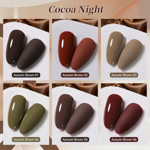 Born Pretty Fall & Winter Gel Nail Polish Set - 6 Earth Tone Colors