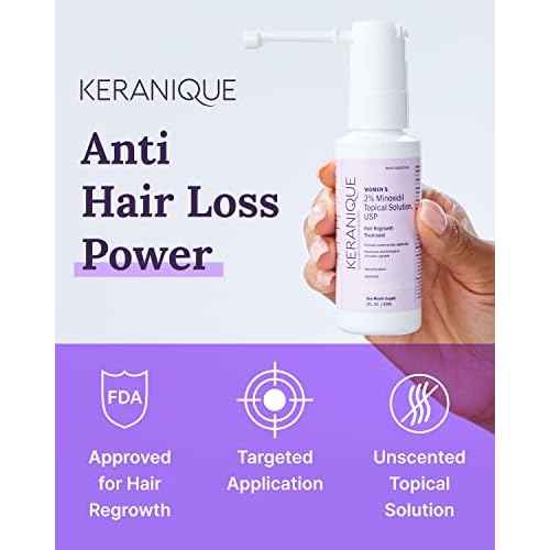 Keranique Hair Regrowth Treatment for Women - 2% Minoxidil for Women Hair Growth & Thickening - Topical Solution Scalp Treatment for Hair Loss & Thinning w/Precision Spray Applicator - 4 Fl Oz