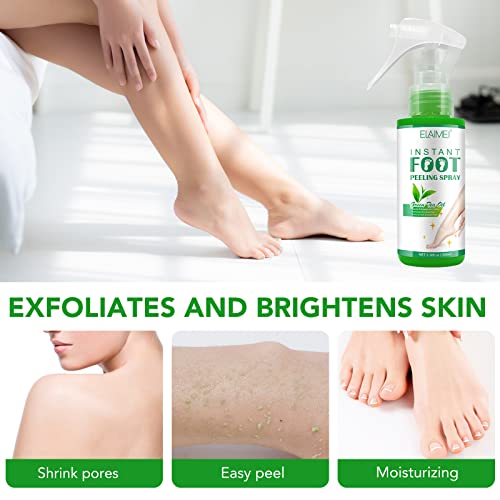 Foot Peeling Spray Oil ，Foot Exfoliating Spray, Pedicure Dead Skin Exfoliator for Cracked Rough Heels, Dry Toe Skin & Calluses, Quicky Remove Dead Skin (Green Tea)