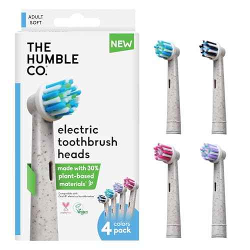 The Humble Co Bamboo Electric Toothbrush Heads Compatible with Oral B Toothbrushes - Replacement Toothbrush Heads with Soft Bristles - Dental Oral Care & Hygiene - Regular Bristles