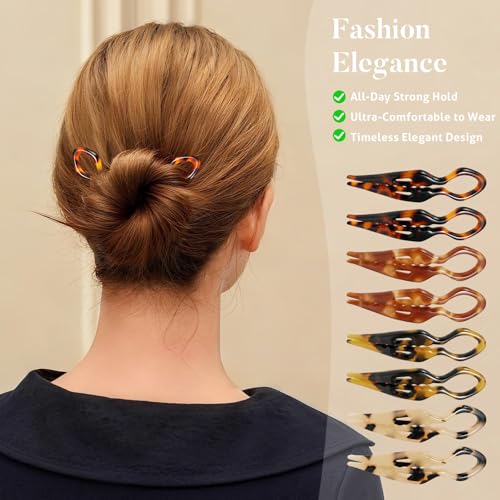 Tiefebene 8-Pack French Hair Pins - 2.75” Curved Anti-Slip for Updos