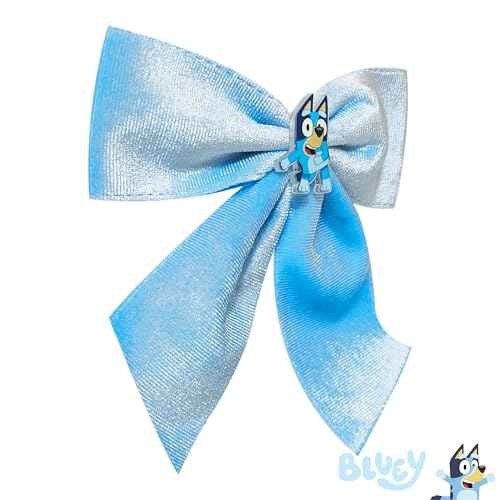 LUV HER Bluey Long Tail Hair Bow for Girls with Alligator Clip with Charm of Bluey - Hair Accessory, Ages 3+