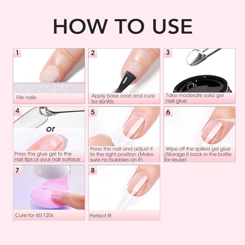 Curvlife 15g Clear Soft Gel Nail Glue for Press On Nails & Nail Tips - 3 in 1
