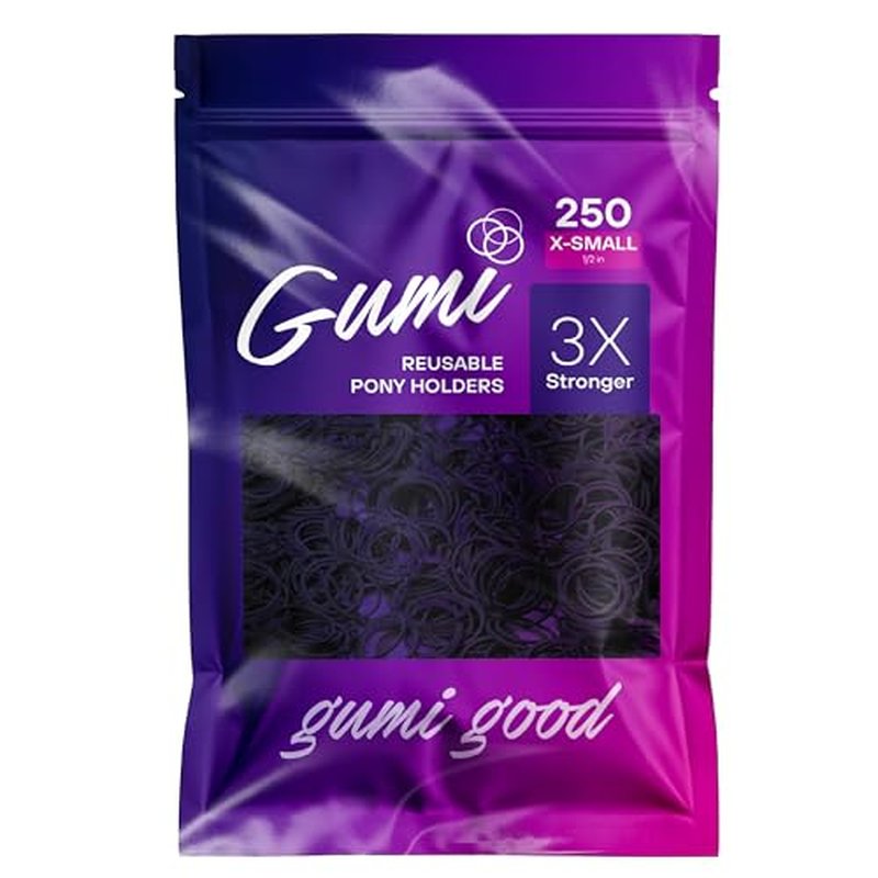 Gumi Good Black Hair Elastics - Ouchless, Snag-Free Bands