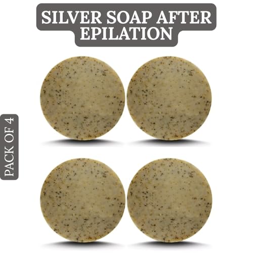 PARK & OZ Skin Recovery Soap with 104 ppm Silver Water ? Premium After-Laser & Epilation Skin Repair Bar ? Soothes Irritation & Hydrates ? All-Natural Antioxidant & Antibacterial Skincare (Silver, 4)