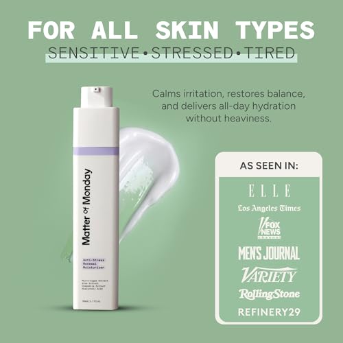 Anti-Stress Renewal Moisturizer - Hydrating Face Cream with Hyaluronic Acid, Microalgae & Aloe - Fragrance Free Moisturizer for Sensitive Skin, 1.7 oz