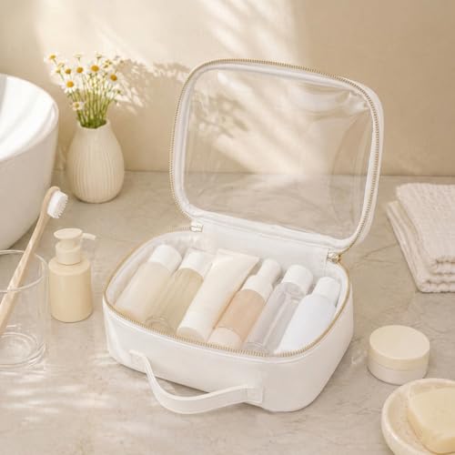 Travel Toiletry Bag with Clear Front & Handle - Waterproof