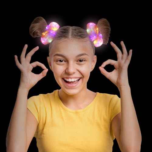 20PCS LED Scrunchies, Light up Women Girls Luminous Hair Strands, Colorful Meteor Yarn Hair Bands with 3 Light Modes, Glow in The Dark for Christmas Carnival Party Supplies