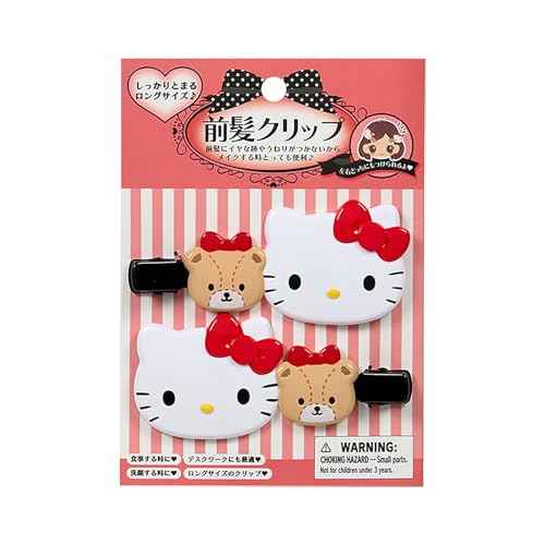 Sanrio 612952 Long Bangs Clip, Hello Kitty ABS Resin, Right and Left Facing Set, Makeup, Facial Wash