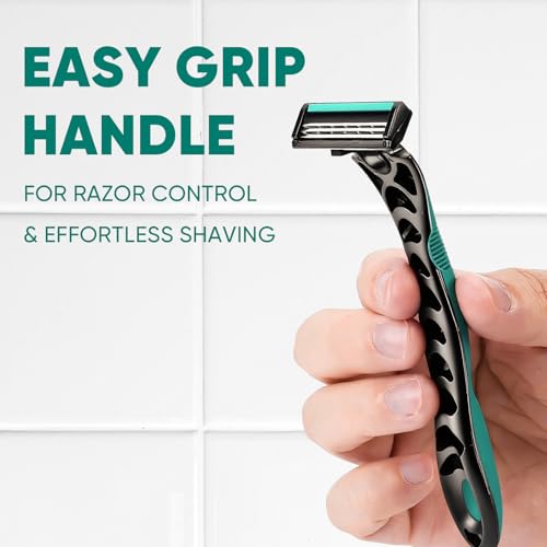 20 count Disposable Razors for Men,3-Blade Razors,Bulk Stainless Steel Shavers with Lubricating Strip for Shaving Sensitive Skin