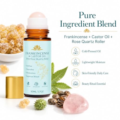 Organic Frankincense & Castor Oil Roll-On with Rose Quartz