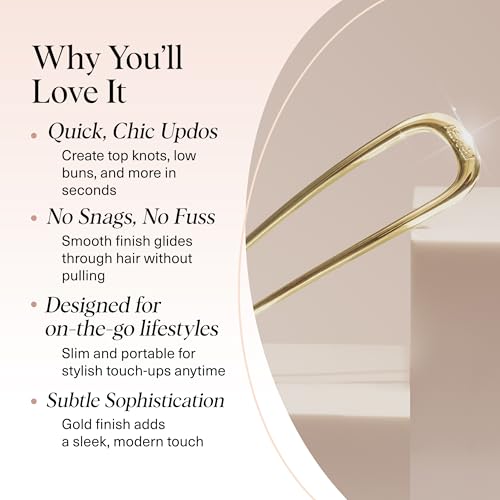 Kitsch Gold Metal French Hair Pin, U-Shaped Hair Fork for Updos & Buns