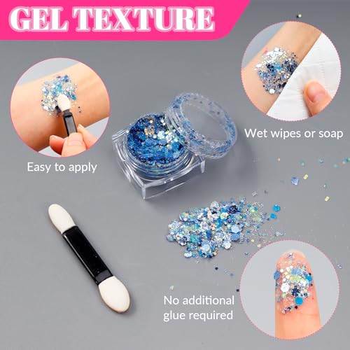 12 Colors Glow in The Dark Glitter Gel - UV Body Face Makeup