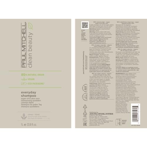 Paul Mitchell Clean Beauty Everyday Shampoo, Boosts Shine, Adds Body, For All Hair Types