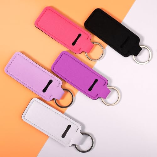 5 Pcs Chapstick Keychain Lip Balm Holder - Portable Chapstick Holder Key Chain Lip Gloss Holder Keychain with Clip Gift for Women