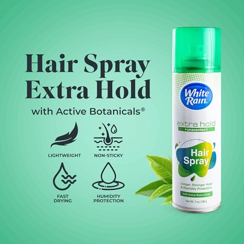 White Rain Hairspray Extra Hold Unscented, 7 oz (Pack of 4), Aerosol Hairspray for Women & Men, Humidity Resistant, Fragrance-Free, Non-Sticky, Finishing Hair Spray Extra Hold for All Hair Types