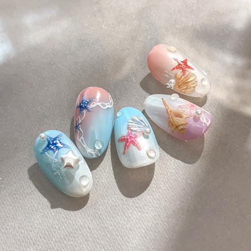 Ocean Seashell Starfish Nail Stickers - Self-Adhesive 5D Decals