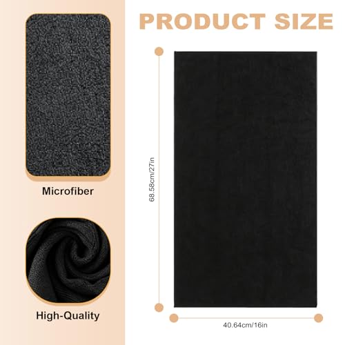 Puomue Black Microfiber Salon Towels - 6 Pack, 27x16 inch