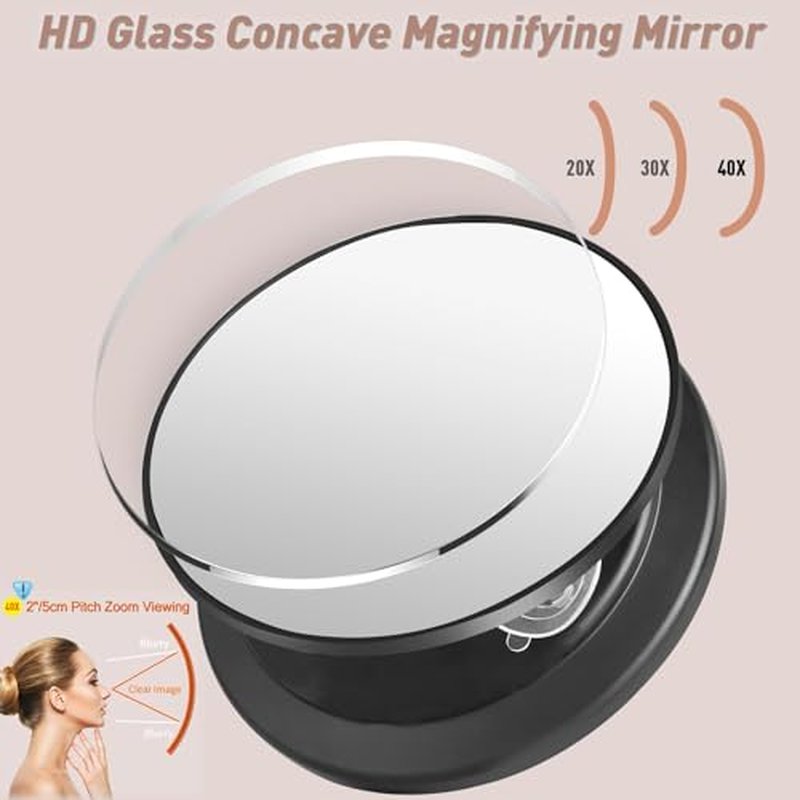 40X Magnifying Mirror with Suction Cups & Tweezers