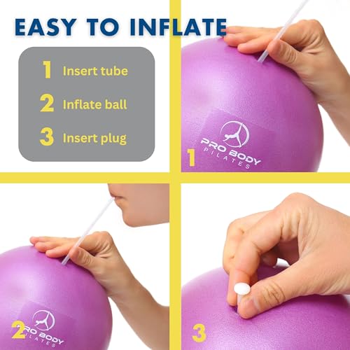 ProBody Pilates Ball Small Exercise Ball, 9 Inch Barre Ball, Mini Soft Yoga Ball, Workout Ball for Stability, Barre, Ab, Core, Physio and Physical Therapy Ball at Home Gym & Office (Silver)