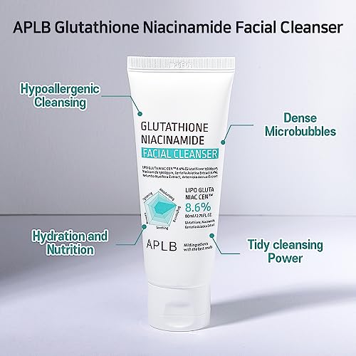 APLB Glutathione Niacinamide Facial Cleanser | LIPO GLUTA NIAC CEN¢â 8.6% 2.71 FL.OZ/Korean Skincare, Cares for Tighten Pores & Sebum, Long lasting nourishment and deep moisture for soft skin