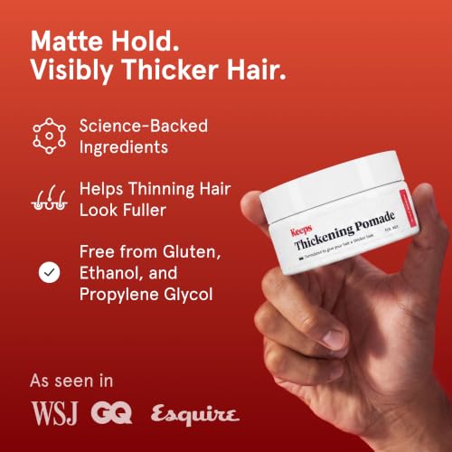 Keeps Thickening Pomade for Men | Matte Finish, Medium Hold, 3 Oz