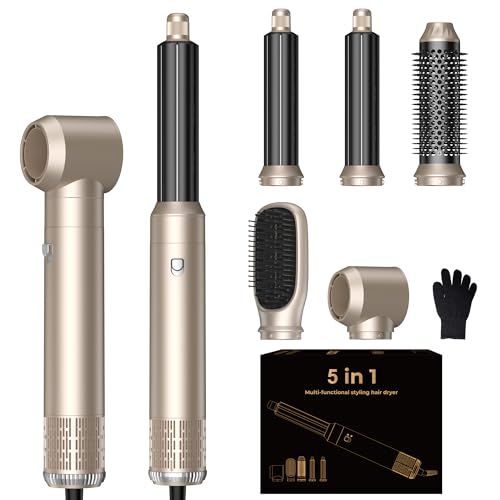 5-in-1 Hot Air Brush & Curling Iron Set with Ionic Technology