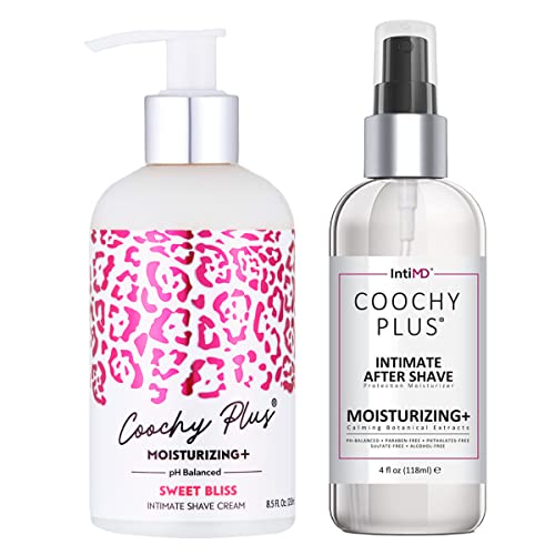 IntiMD Coochy Plus Intimate Shaving Complete Kit - Sweet Bliss & Organic After Shave Protection Soothing Moisturizer Mist - Antioxidant Formula Prevents Razor Burns, Itchiness & Ingrown Hair