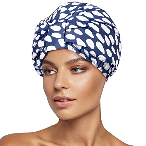 INNELO Reusable Waterproof Shower Cap with Satin Lining