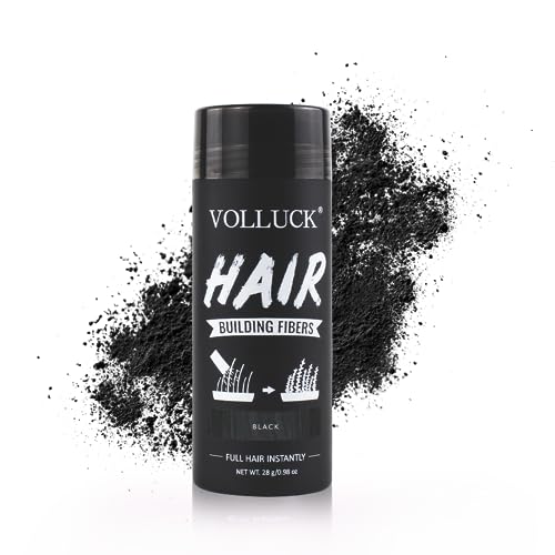 Hair Fibers for Thinning Hair for Women and Men, Hair Color for Gray Hair Coverage Thicker Fuller Hair Loss Instantly Hair Building Fibers Root Touch Up Natural Formula 28g (Black)