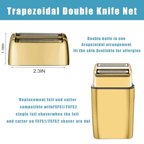 Shaver Replacement Foil and Cutters compatible with BaBylissPRO FXFS2 Electric Razors, Shaver Replacement Head compatible with BaBylissPRO Double Foil Shaver (Gold 1)